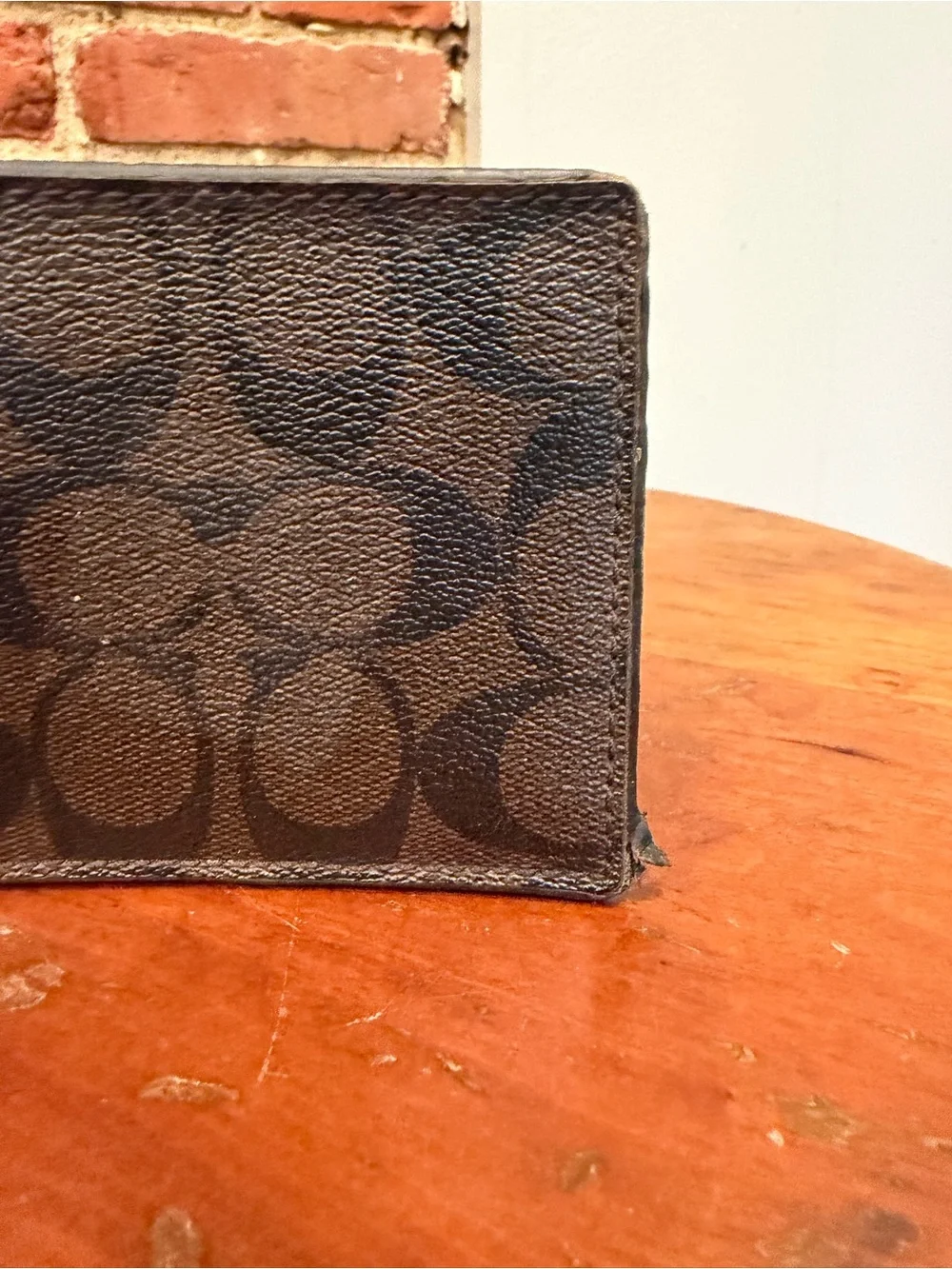 As-Is Coach Men’s Signature Coated Canvas Bifold Wallet Mahogany Brown